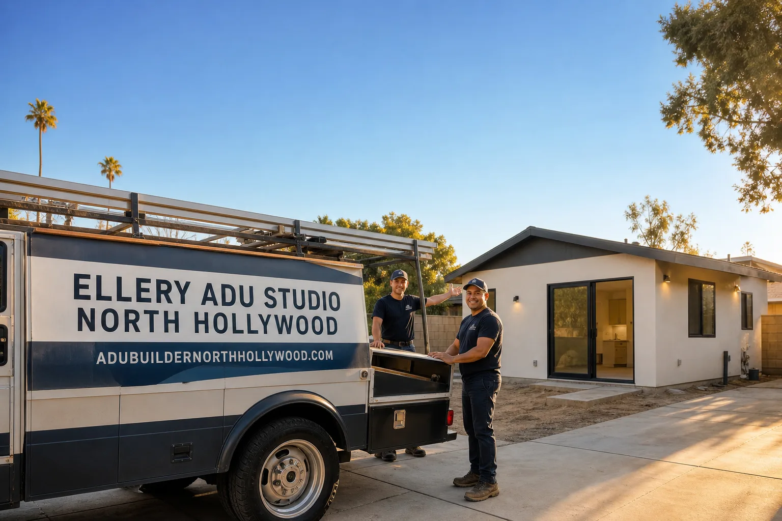 Ellery ADU Studio North Hollywood adu service vehicle and crew in North Hollywood, CA